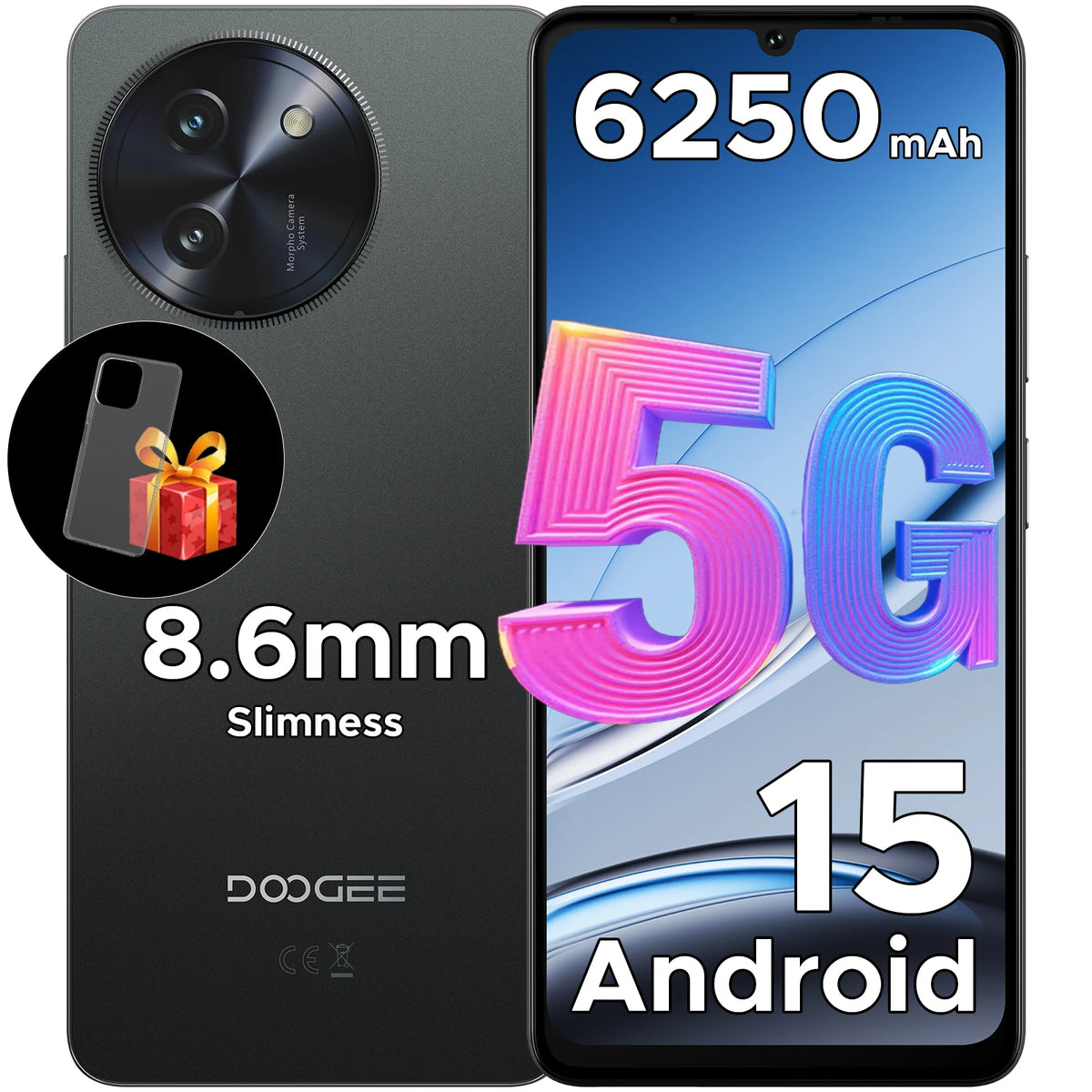 Smartphone DOOGEE Note 59 5G 32GB 128GB, batería grande de 6250mAh, 6.75", 120Hz, Unisoc T8200, Widevine L1, NFC, teléfono móvil Android 15