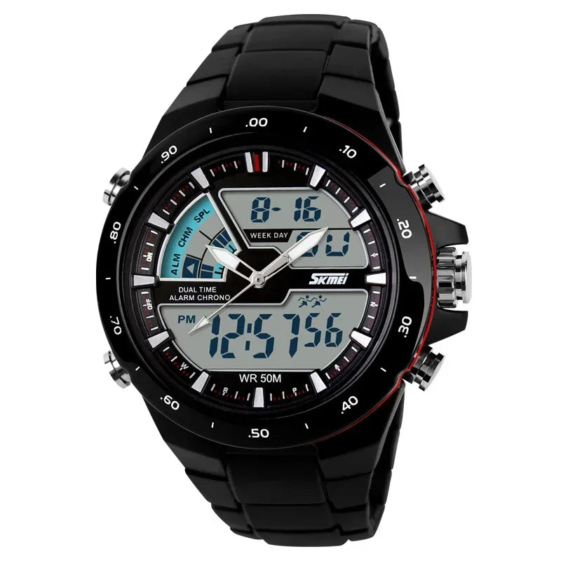 Reloj deportivo para hombre Skmei 1016, reloj de pulsera de moda casual, despertador, resistente al agua, militar, cronógrafo, con doble pantalla.