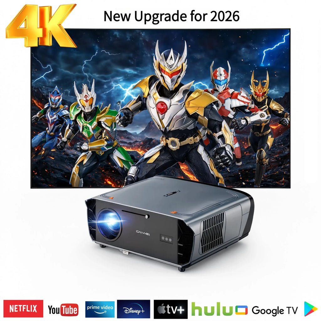 Proyector S7 4K Ultra 4200ANSI HD Android 14 Google TV para Cine en Casa, WiFi6, Enfoque Automático, Altavoces Dobles, Proyector de Películas para Día