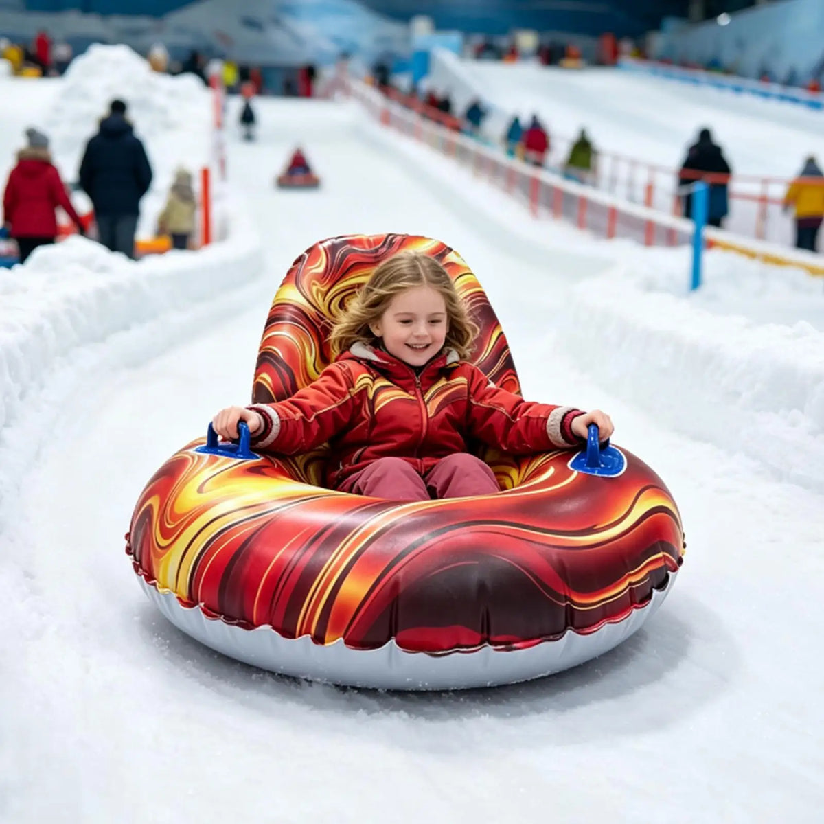 Tubos de nieve para adultos, trineos ergonómicos inflables con base antideslizante y respaldo, ideales para actividades al aire libre en familia durante el invierno, para practicar deportes en la playa o en un parque.