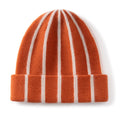 2026 Nuevo Gorro de Cachemira Pura a Rayas con Borde, Gorro Cálido de Invierno para Mujer, para Montar a Caballo, Esquiar al Aire Libre, Gorro de Moda Tejido