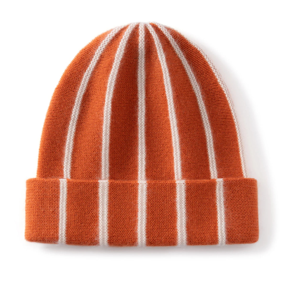 2026 Nuevo Gorro de Cachemira Pura a Rayas con Borde, Gorro Cálido de Invierno para Mujer, para Montar a Caballo, Esquiar al Aire Libre, Gorro de Moda Tejido