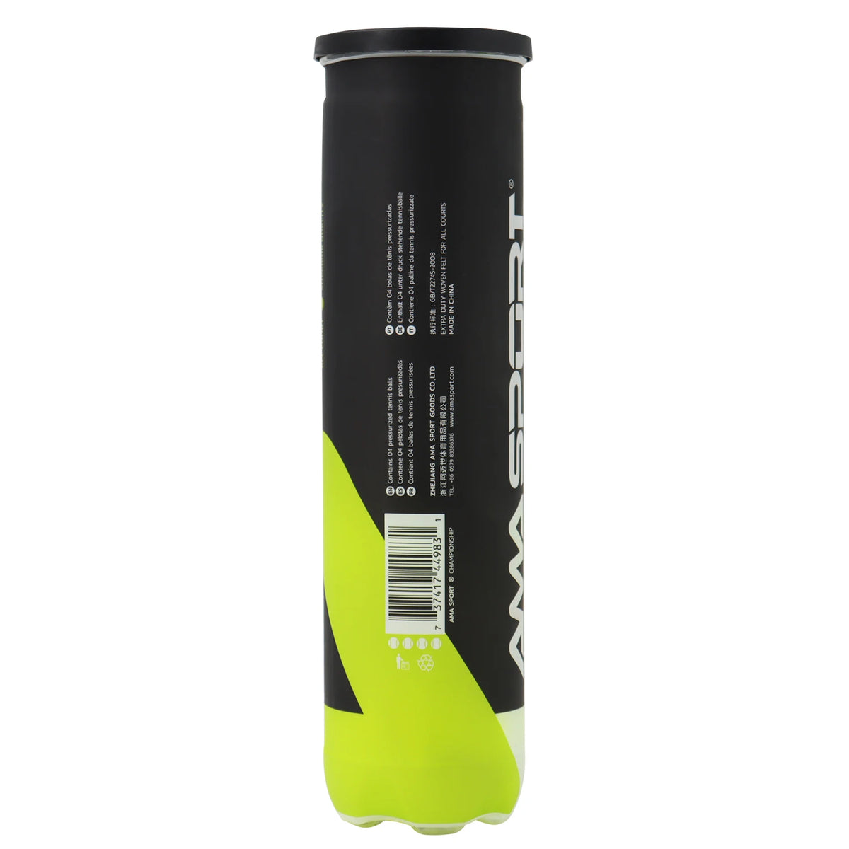 Pelotas de tenis presurizadas del campeonato de AMASPORT, 4 pelotas/puede ideales para entrenamiento, práctica, pelota de tenis presurizada de fieltro de servicio Regular