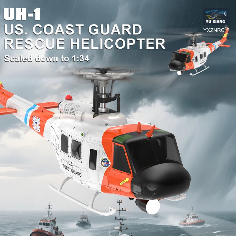 YU XIANG F07S Micro Escala UH-1 Huey 1/34 RTF GPS Rescate RC Helicóptero RTF