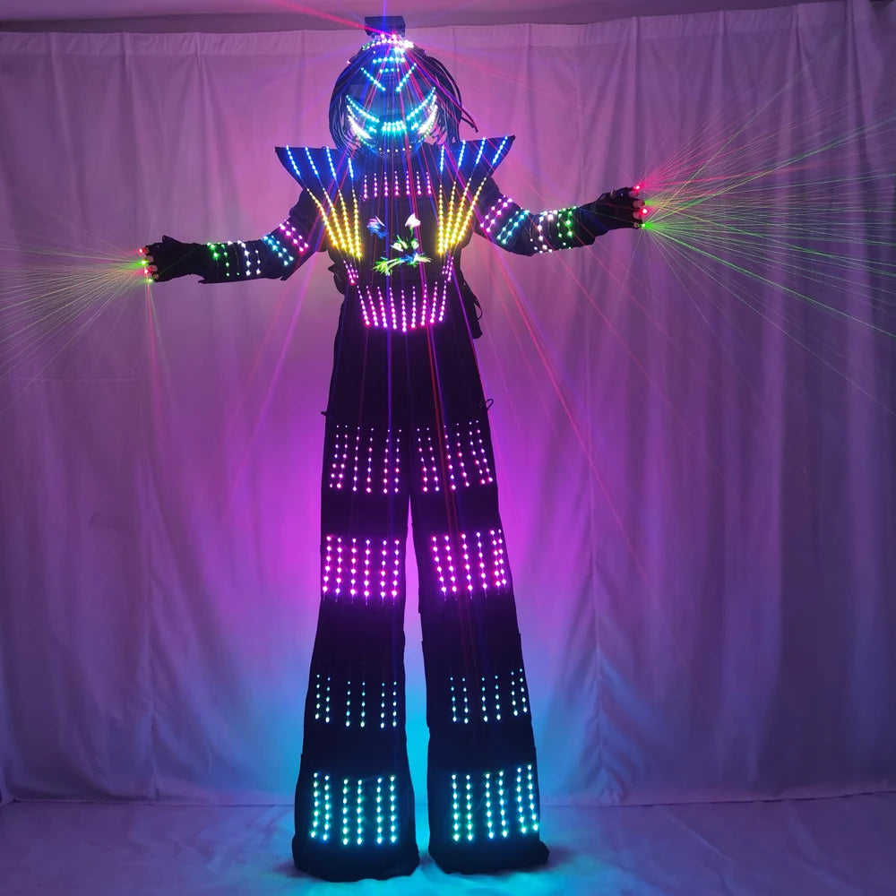 Traje de robot LED futurista mejorado 2026 con luces para espectáculos en festivales y eventos