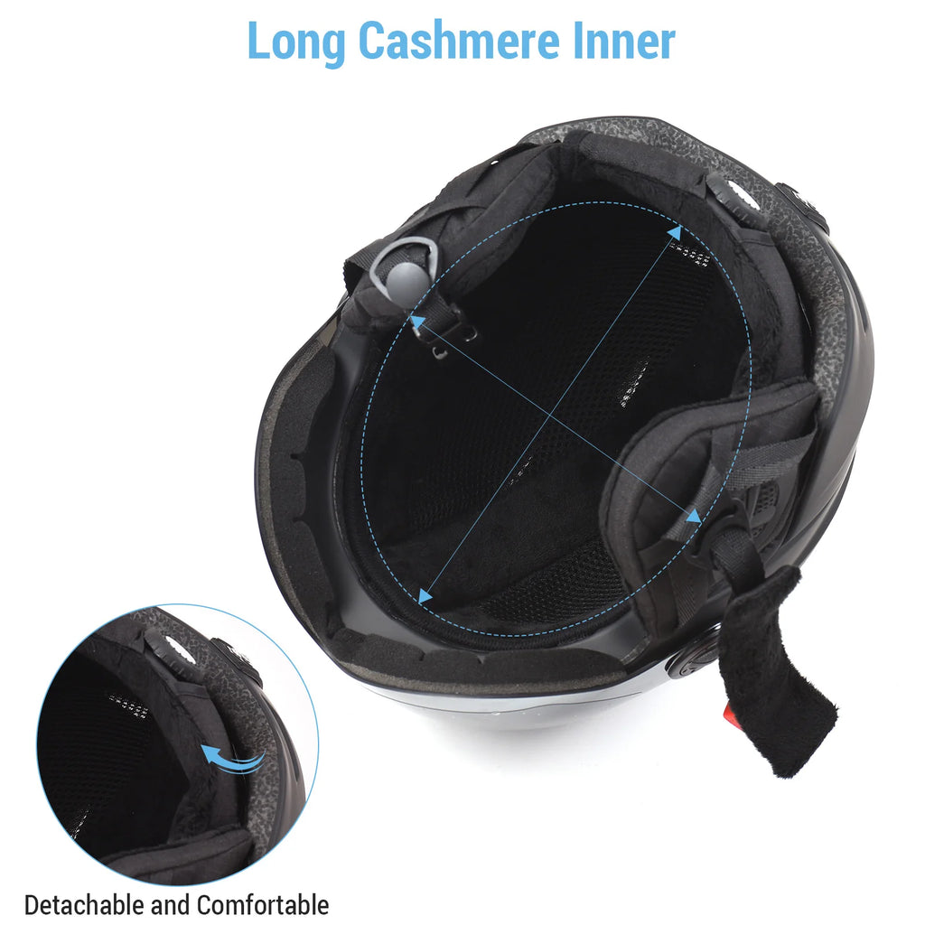Casco de esquí, equipo de protección para snowboard, equipo de seguridad para deportes de invierno, casco para deportes de nieve.