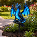 Luz solar de resina para jardín con forma de dragón, LED cálido, estaca para exteriores, decoración de patio, césped y caminos