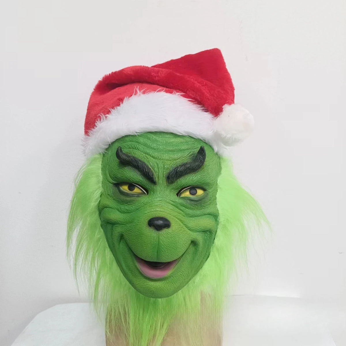 Máscara de monstruo de pelo verde, máscara de Cosplay de monstruo de piel verde, máscara de Halloween, guante de látex de Anime, máscaras Grinch verdes