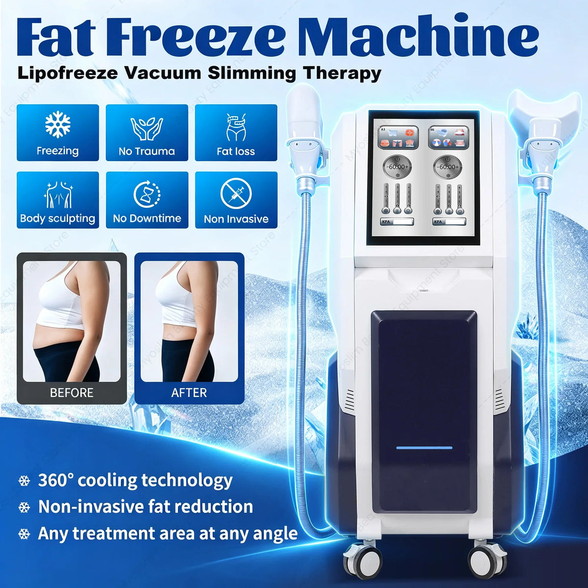 Nueva Máquina Adelgazante Corporal 360 RF, Dispositivo de Escultura Corporal, Reafirmación de la Piel, Pérdida de Peso, Eliminación Rápida de la Celulitis, Cavitación, Congelación de Grasa