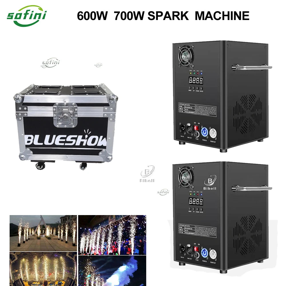 Flightcase 2 uds 600W 700W máquina de chispa fría DMX batería inalámbrica remota fuegos artificiales-ks fuente etapa máquina de chispa