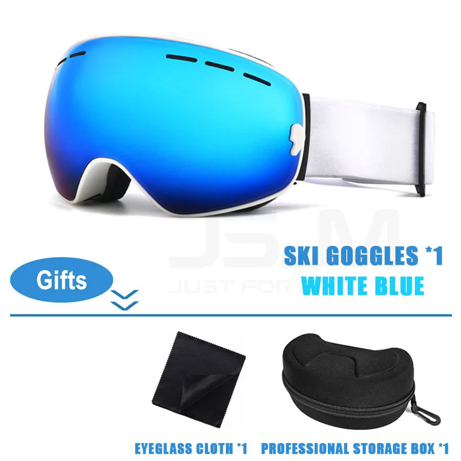 JSJM-Juego de gafas de esquí profesionales para hombre y mujer, lentes antiniebla UV400 para Snowboard, motos de nieve, Navidad, Año Nuevo, el mejor regalo