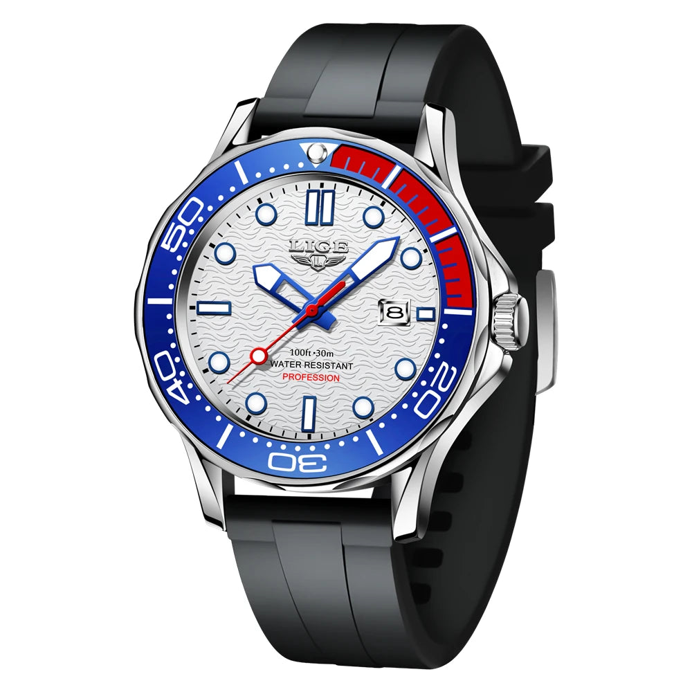 Reloj de hombre de negocios LIGE 2026, reloj de buceo de lujo de marca superior para hombre, reloj deportivo con fecha impermeable, Relogio Masculino + caja