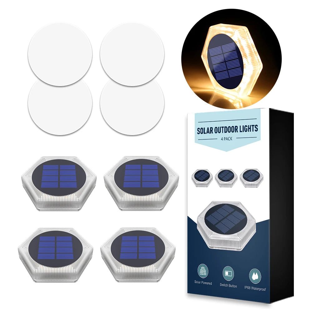 Luces LED solares para cubierta de exterior IP68, iluminación impermeable para jardín, iluminación de paso, encendido/apagado automático, escaleras, Patio, camino, valla, lámpara de pared