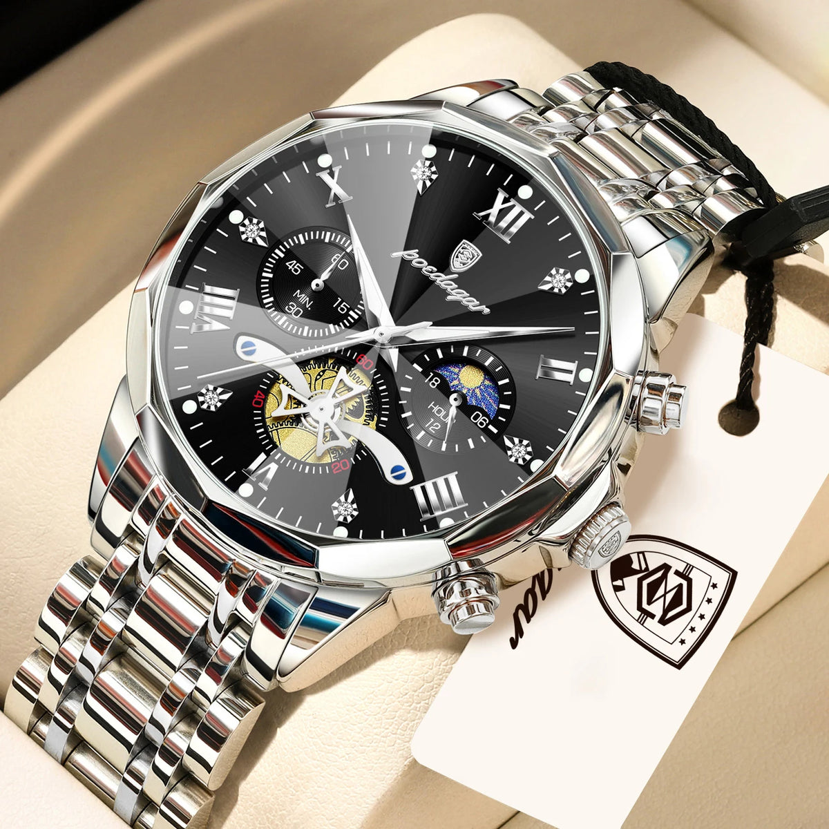 Reloj de lujo original para hombre POEDAGAR, resistente al agua, luminoso, cronógrafo, de acero inoxidable, de cuarzo, para negocios, Reloj Hombre