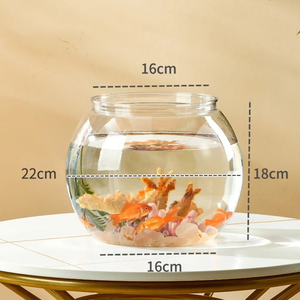 Portable Transparent Fish Tank Plastic Round Small Fish Bowl Unbreakable Lightweight Aquarium Home Decor