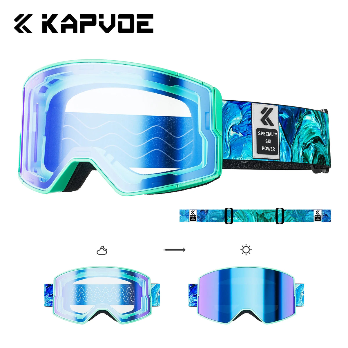 Kapvoe, nuevas gafas de esquí para hombre, máscara antiniebla para Snowboard, gafas de nieve fotocromáticas para mujer, gafas de protección UV400, gafas de invierno para moto de nieve