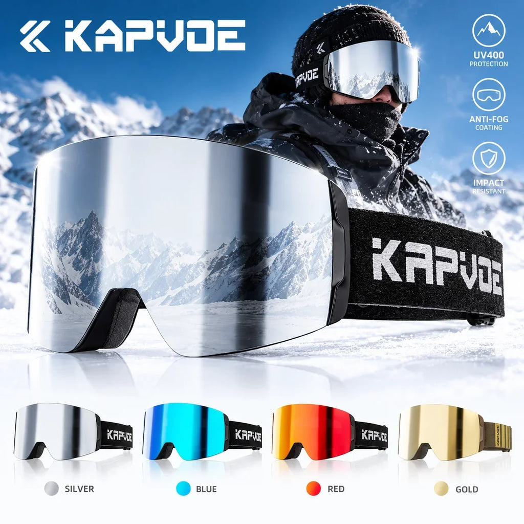 Gafas de esquí Kapvoe, gafas de nieve, gafas de sol UV400 para esquí y snowboard, gafas de moda para mujer y hombre, lentes antiniebla, gafas para motocicleta.
