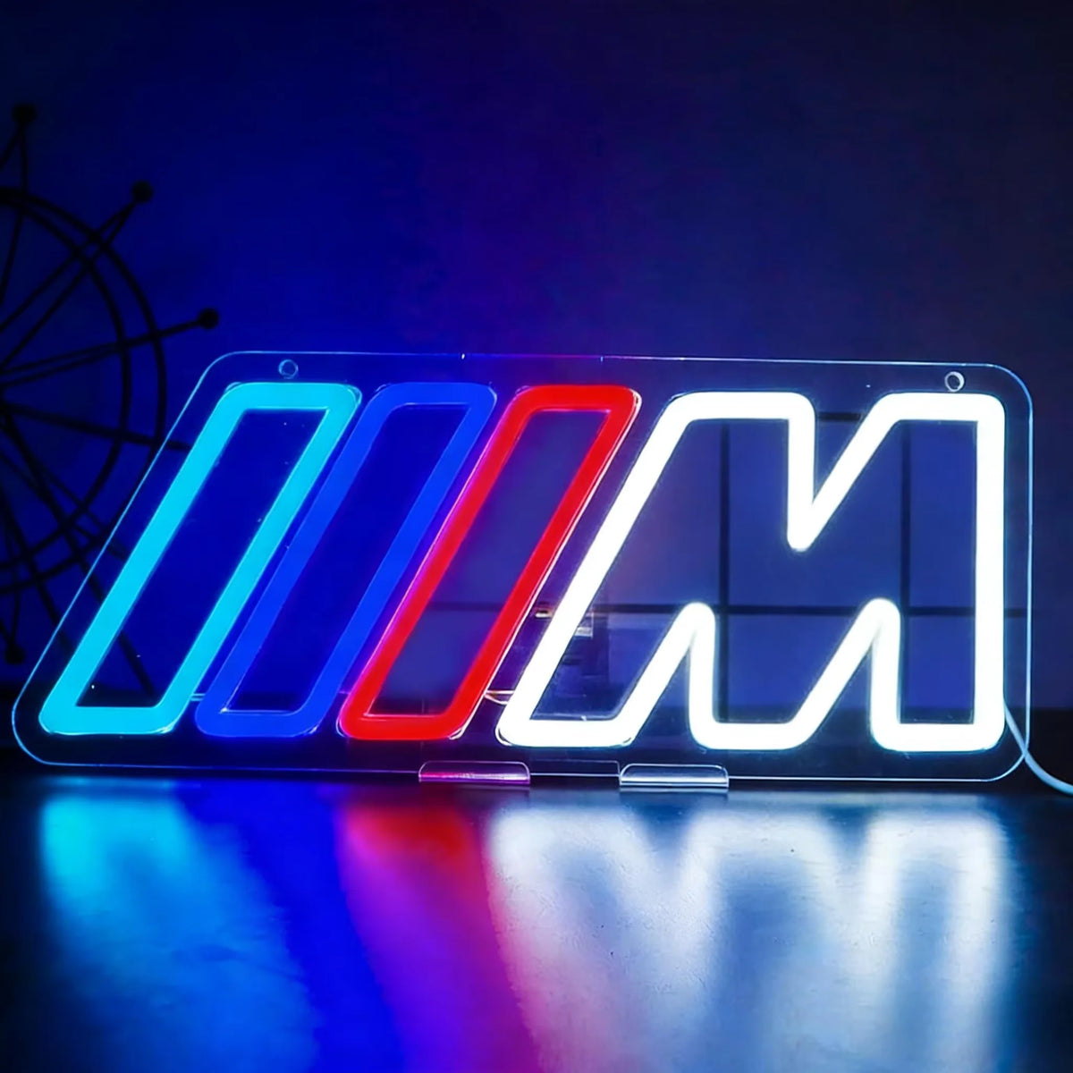 Señal de neón LED para pared 'WIN' con borde azul y letras blanco