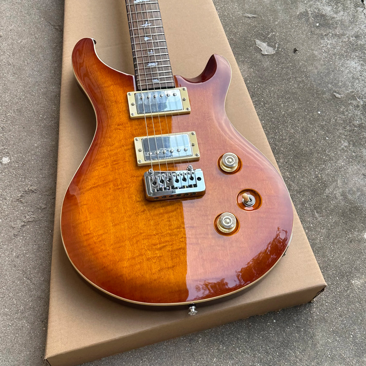 Guitarra eléctrica PRS Style Custom24, tapa Sunburst de arce flameado Tiger
