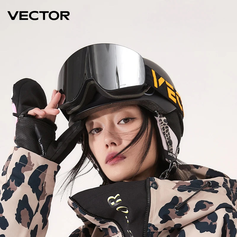 Gafas de Esquí VECTOR de Doble Capa Antivaho con Absorción Magnética, Cilíndricas, UV400, para Hombre y Mujer, Gafas de Snowboard POC