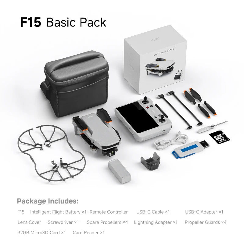 Dron 4DRC F15 con cámara 8K y cardán de 3 ejes, cuadricóptero plegable de 240 g, 30 min de vuelo, seguimiento inteligente por GPS, dron RC con motor sin escobillas