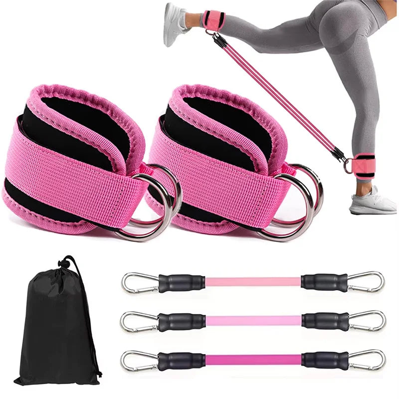 Juego de Bandas de Resistencia con Correas para Tobillos, Equipo de Ejercicio, Pesas para Tobillos, Banda Elástica de Yoga para Gimnasio, para Hombre y Mujer