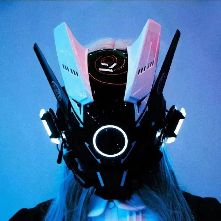 Máscara de casco nuevo Cyberpunk Samurai Robot Tech Shinobi especial Punk Techwear con luz Led máscara de Cosplay juguete niños regalo de Halloween ﻿