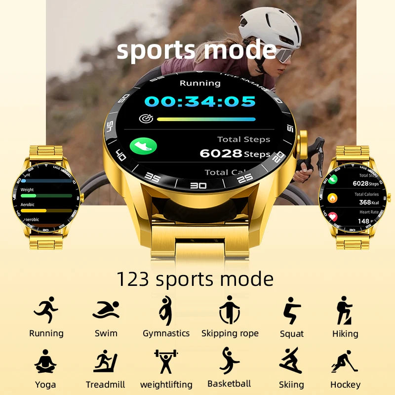 LIGE New IP68 Waterproof Heart Rate Monitor 2025 Smart Watch Men Full Touch Screen Sport Fitness Watch Bluetooth Call Smartwatch
