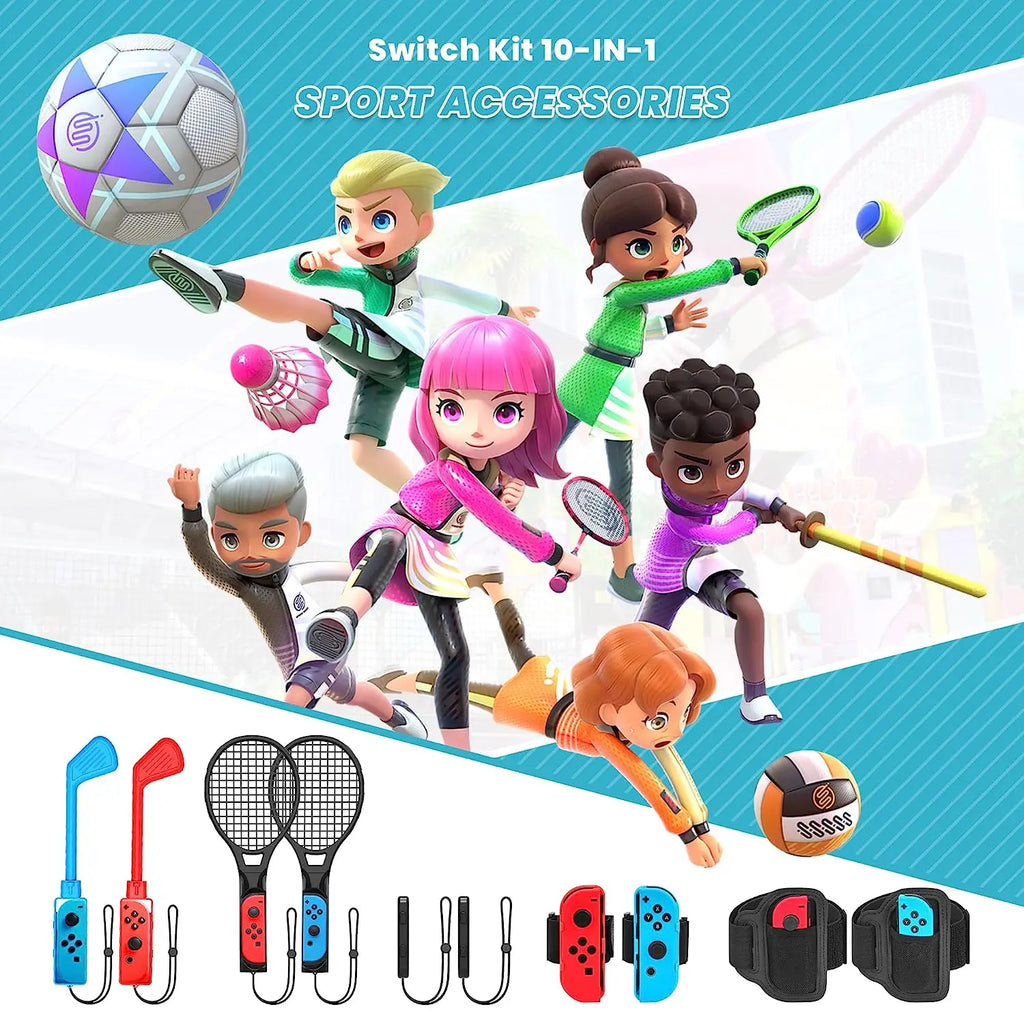 Kit de Accesorios Deportivos 10 en 1 para Switch/Switch OLED, Paquete de Accesorios para Juegos Deportivos 10 en 1 para Nintendo Switch