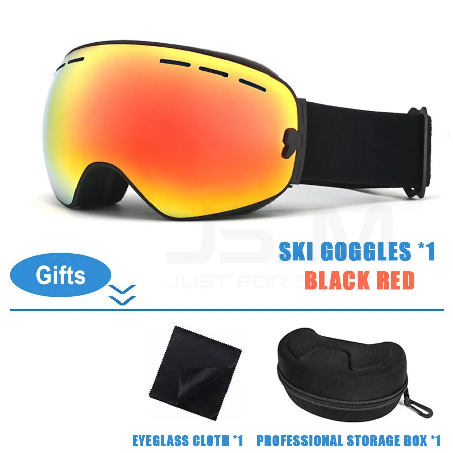 JSJM-Juego de gafas de esquí profesionales para hombre y mujer, lentes antiniebla UV400 para Snowboard, motos de nieve, Navidad, Año Nuevo, el mejor regalo