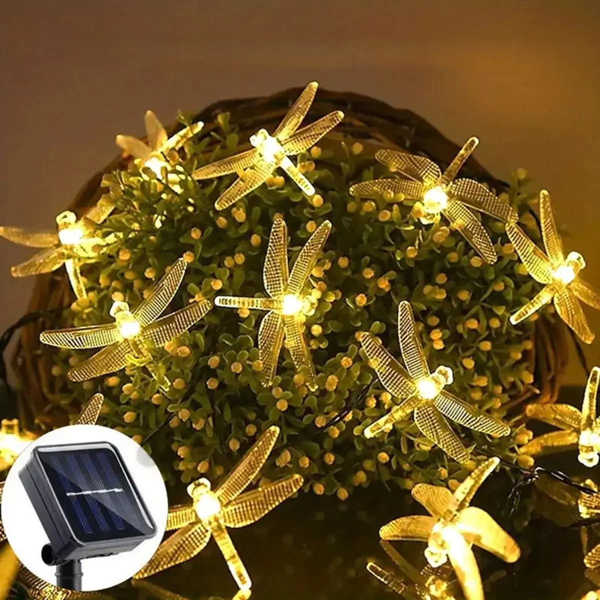 5m/6m Dragonfly Solar String Lights Outdoor Waterproof 8 Modes Dragonfly Fairy Lights For Home Patio Garden Wedding Xmas Decor
