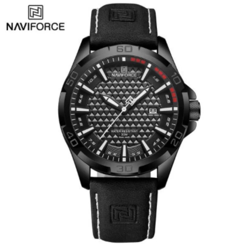 NAVIFORCE Reloj de pulsera de cuarzo deportivo militar informal para hombre, reloj masculino de negocios de cuero impermeable Relogio Masculino