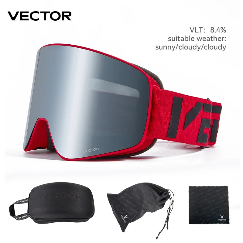 Gafas de Esquí VECTOR de Doble Capa Antivaho con Absorción Magnética, Cilíndricas, UV400, para Hombre y Mujer, Gafas de Snowboard POC