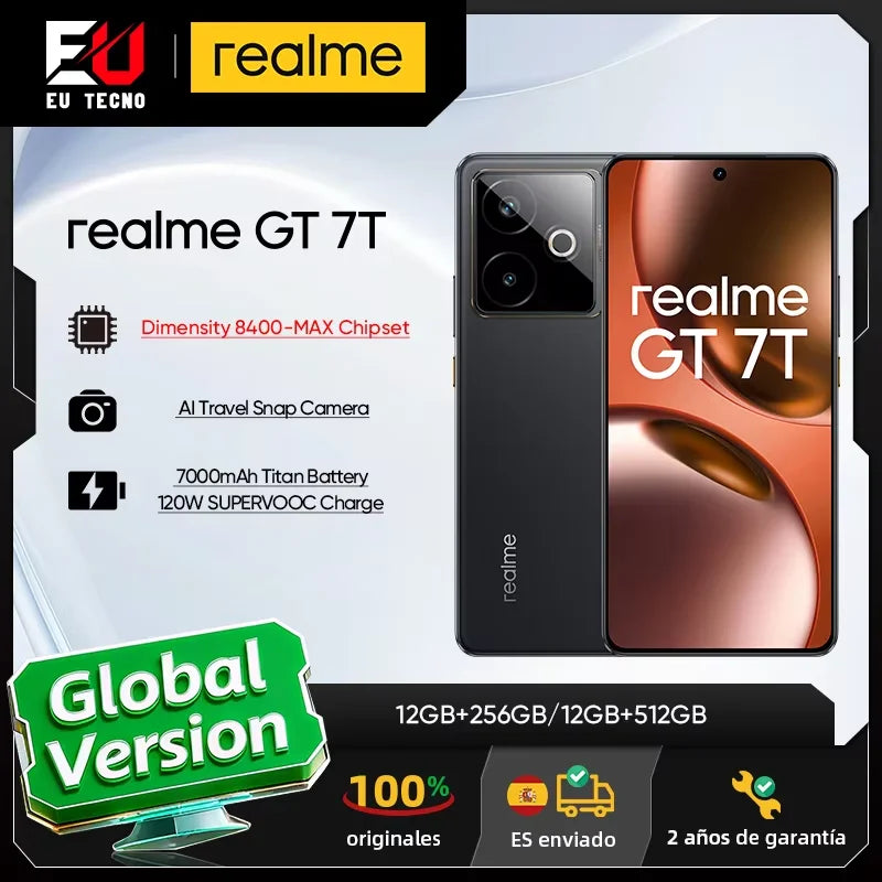 Global Version realme GT 7T 5G Smartphone Dimensity 8400-MAX 6.8inches 120Hz Display 7000mAh 120W SUPERVOOC Charge Camera  50MP