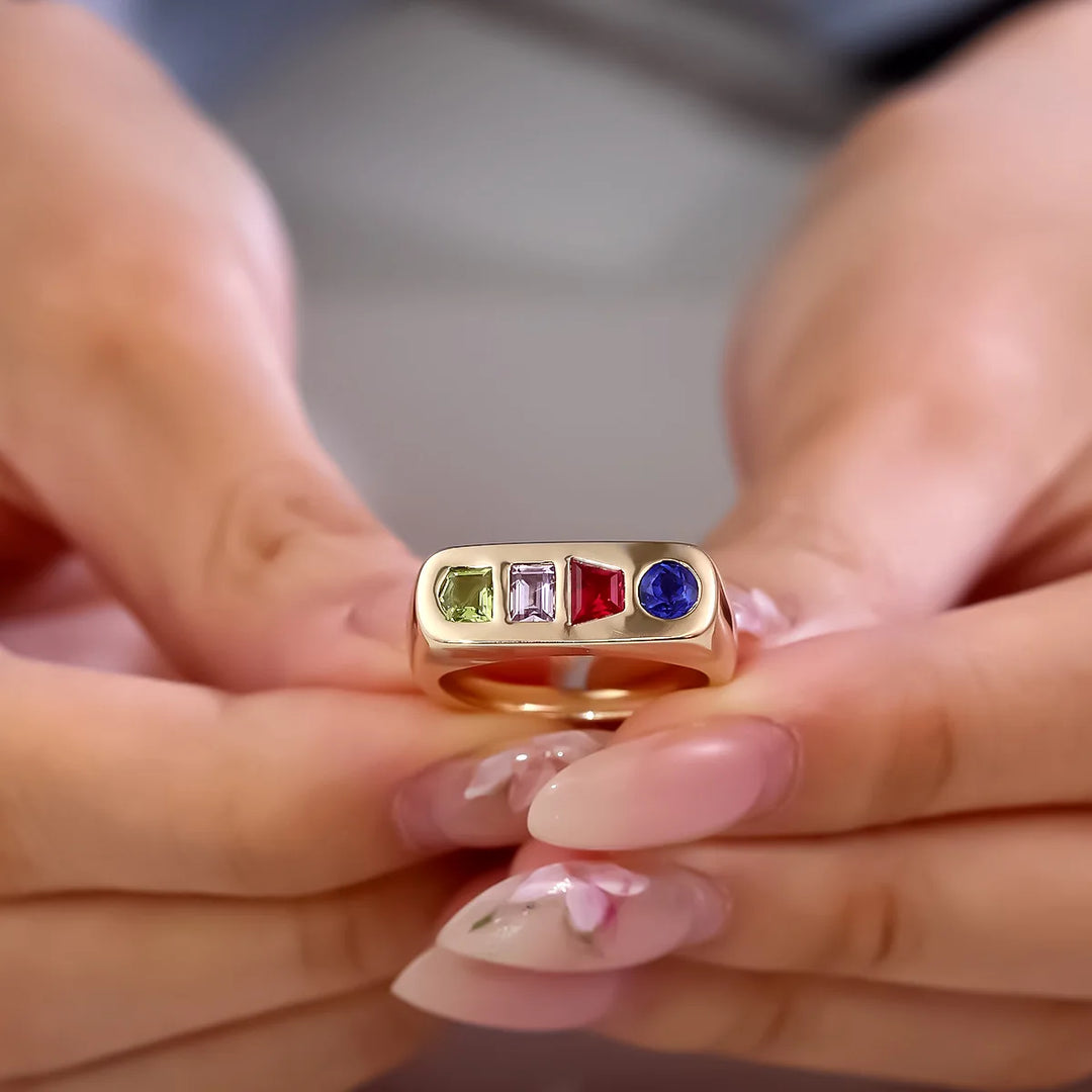 MUSHAN Joyería Personalizada, Anillo de Oro de 14k y 18k con Rubí y Zafiro Cultivados en Laboratorio para Mujer, Anillos de Oro de 18K con Certificado GRC, Joyería Fina