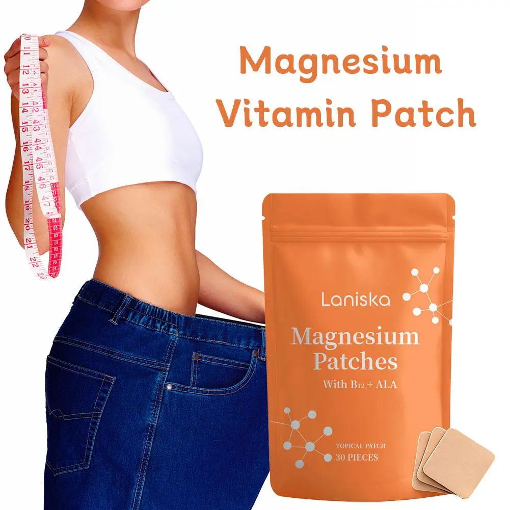 30 Parches de Magnesio y Multivitaminas para Estimular el Metabolismo y el Apetito, con Vitamina B12 y Complejo de Vitamina E Transdérmicos para el Control de Peso