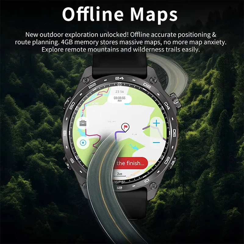Nuevo reloj inteligente para hombre 2026 con mapas GPS integrados, más de 100 modos deportivos, resistencia al agua 3ATM, llamadas Bluetooth, reproducción MP3/MP4, altitud y brújula