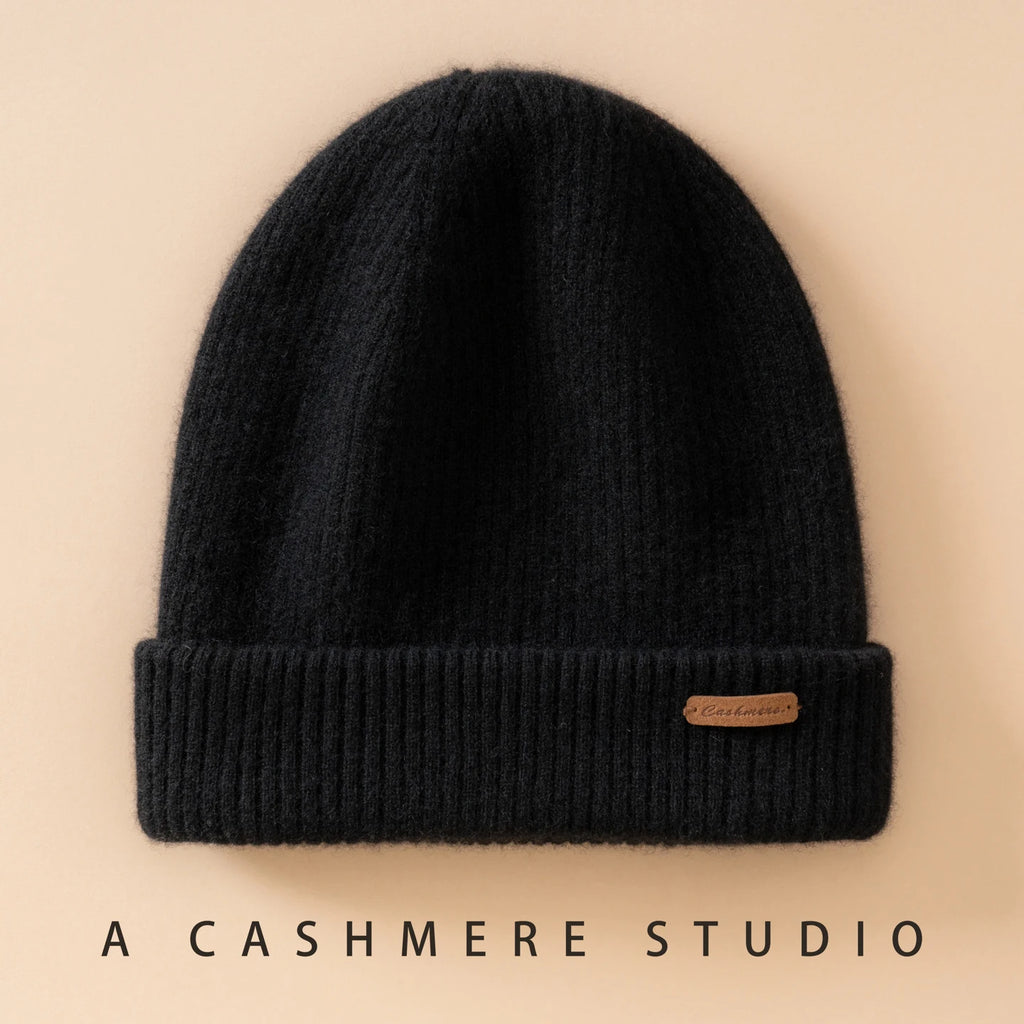 Gorros de invierno para mujeres/hombres, gorro informal para exteriores, gorro de punto de dos capas, gorros cálidos de 100% de Cachemira, gorro grueso para senderismo Unisex