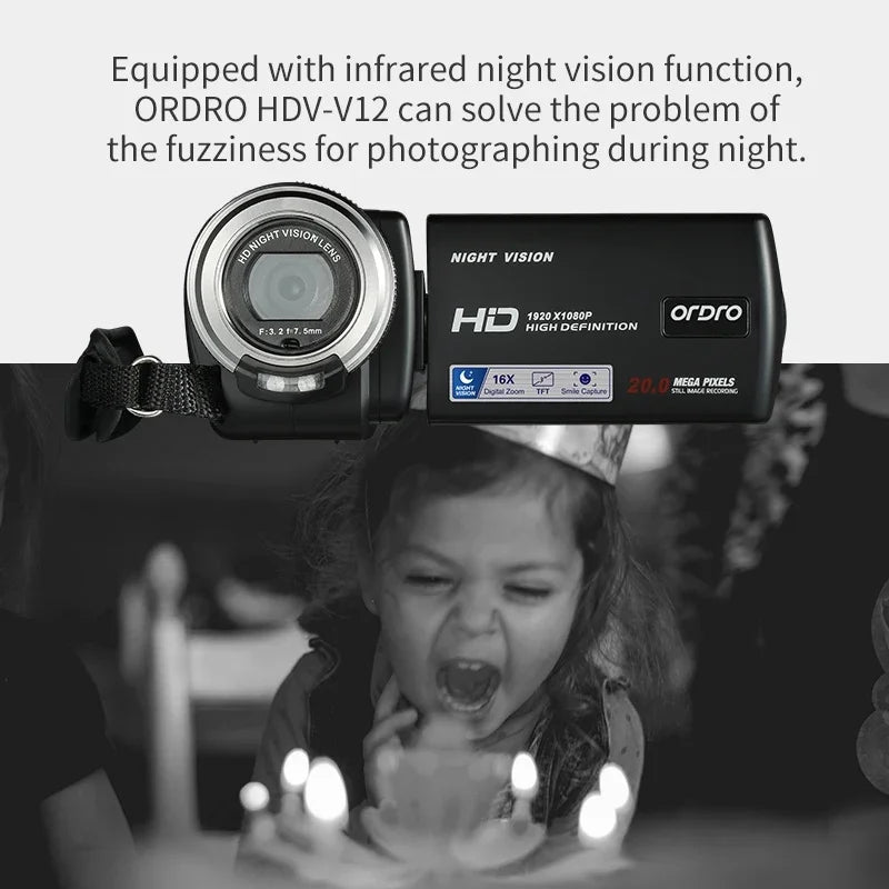 Cámara de vídeo digital portátil para vlogs, videocámara doméstica, filmadora, con visión nocturna HD 1080P, ideal para YouTube, blogueros y fotógrafos.