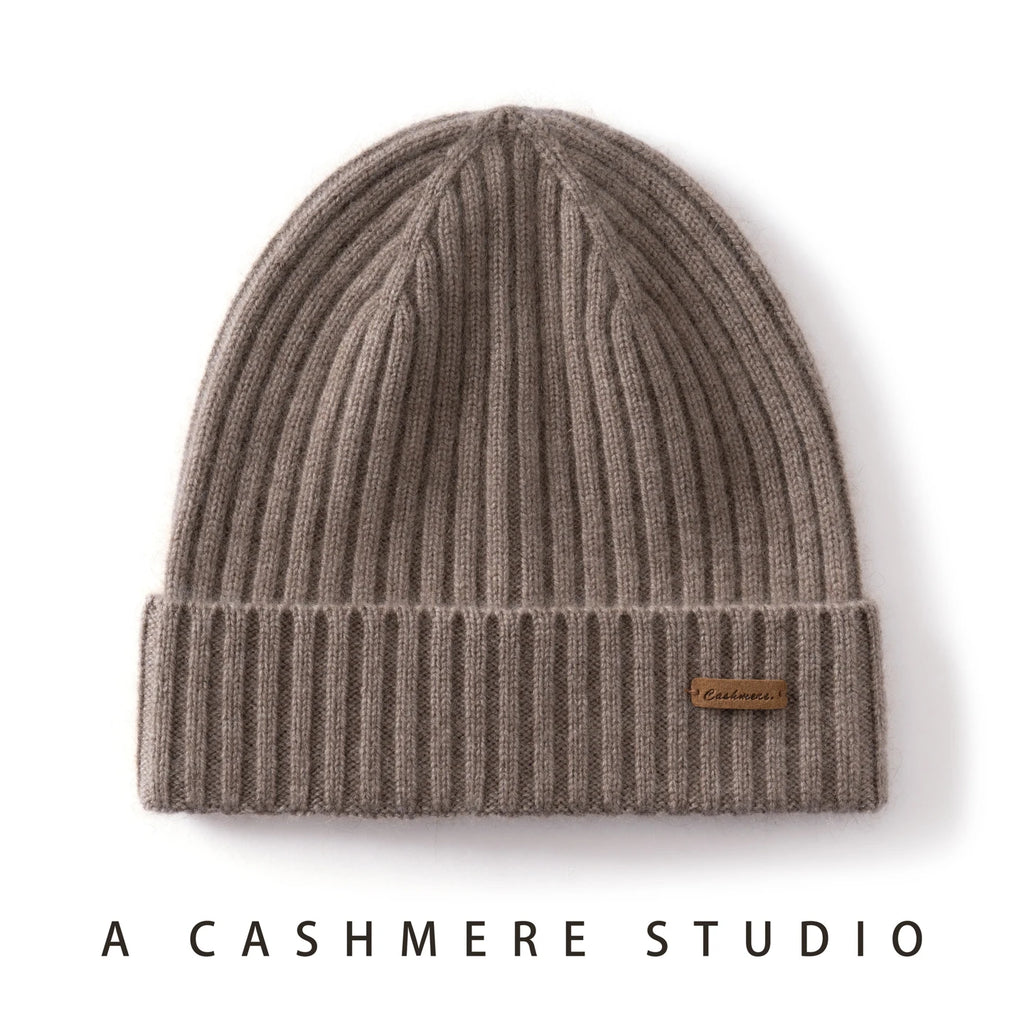 MERRILAMB 100% gorro de Cachemira Natural para mujeres/hombres, gorro suave y cálido para exteriores, gorro acanalado para invierno, gorros de punto informales Unisex sólidos