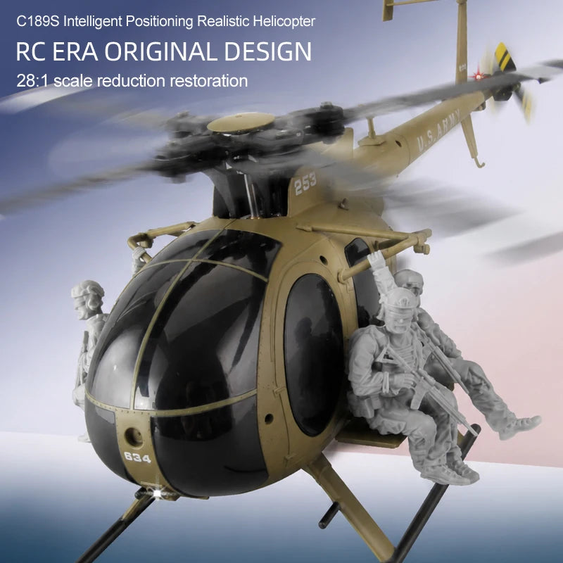Helicóptero RC Era C189S, escala 1:28, simulación de dron de una sola hélice sin escobillas, posicionamiento por flujo óptico, modelo de aeronave.