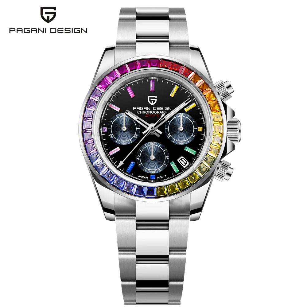 Reloj de cuarzo deportivo para hombre PAGANI Design 2026, marca de lujo, cronógrafo de acero inoxidable con cristal de zafiro, resistente al agua.