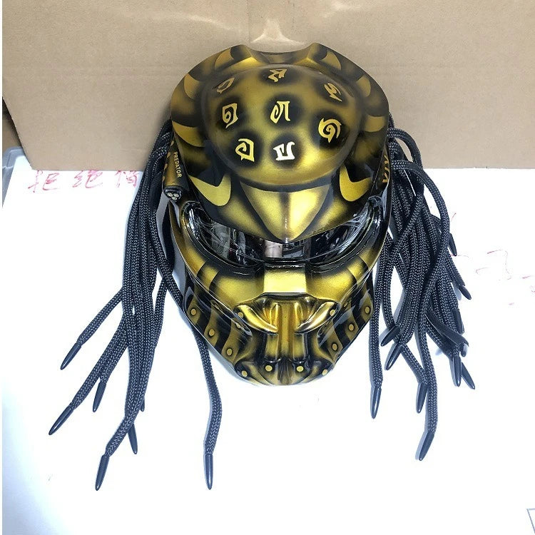 Casco de Motocicleta Integral Racing Predator Warrior, Certificado, Retro, Genial, Cobertura Total, para Carreras, Cosplay, Casco Ghost Braid, DOT