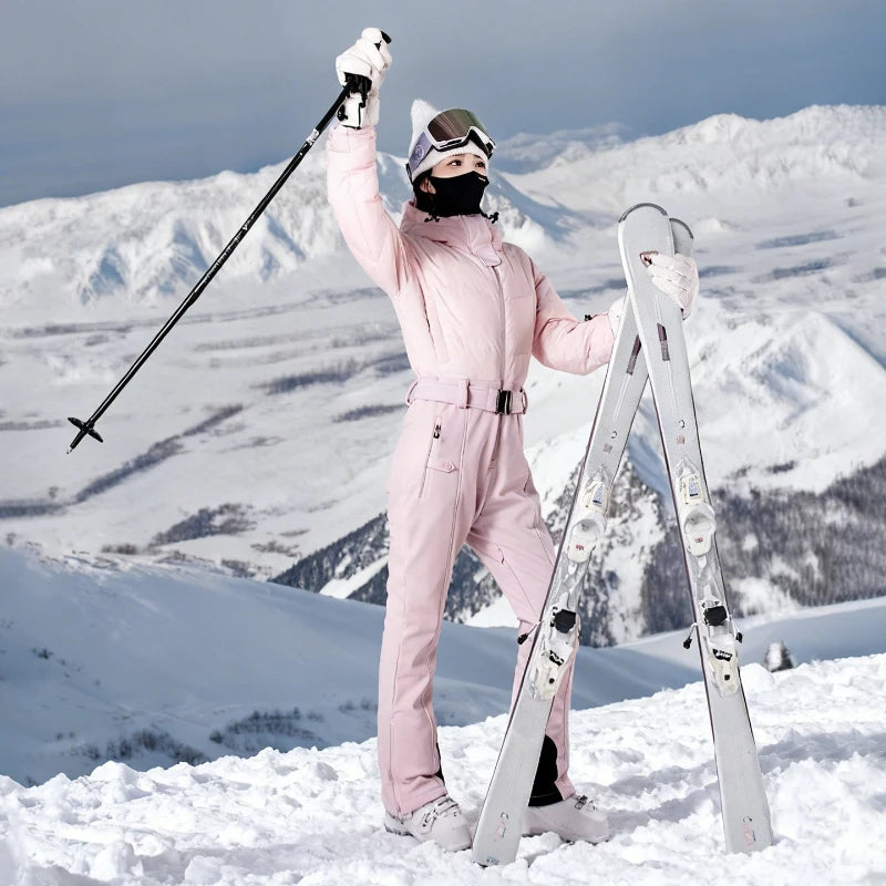 Nuevos Conjuntos de Esquí para Mujer 2026: Monos de Nieve Impermeables, Cortavientos y Cálidos para Deportes al Aire Libre, Transpirables, Sólidos y con Capucha