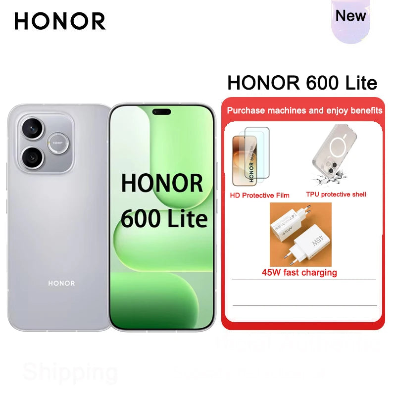 Nuevo Honor 600 Lite 5G original, teléfono móvil con pantalla recta 1.5K, resistencia al agua IP66, certificación anticaída SGS, batería grande, larga duración en espera, smartphone económico y barato