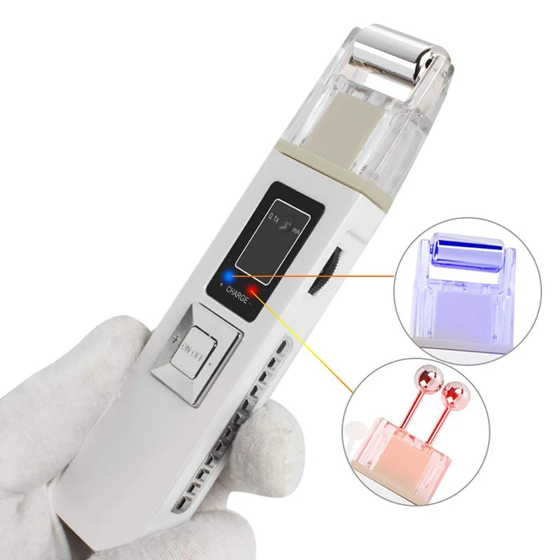 Máquina reafirmante de la piel con microcorriente galvánica inalámbrica, limpiador de la piel, herramientas de estiramiento de la piel, dispositivo de elevación Facial, rodillo de masaje