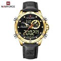 NAVIFORC Casual Sport Chronograph Men's Watch Genuine Leather Band Wristwatch Quartz Clock Luminous Display Relogio Masculino