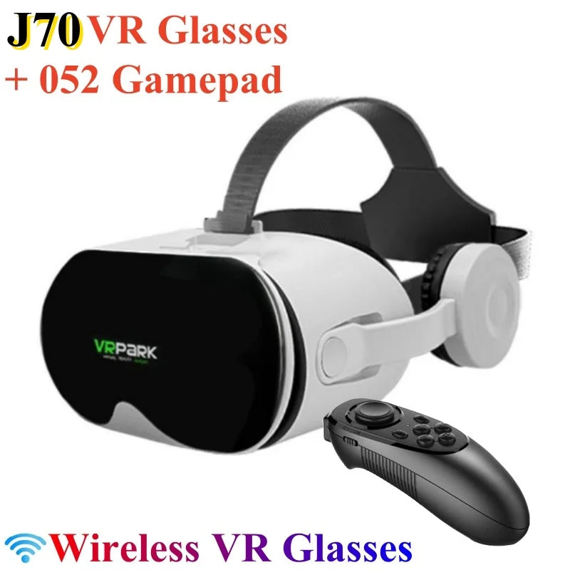 Gafas VR de realidad Virtual inalámbricas J70 4K originales, estéreo, vídeos 3D, caja de cartón de Google, auriculares, casco para teléfono inteligente Max 6,7"