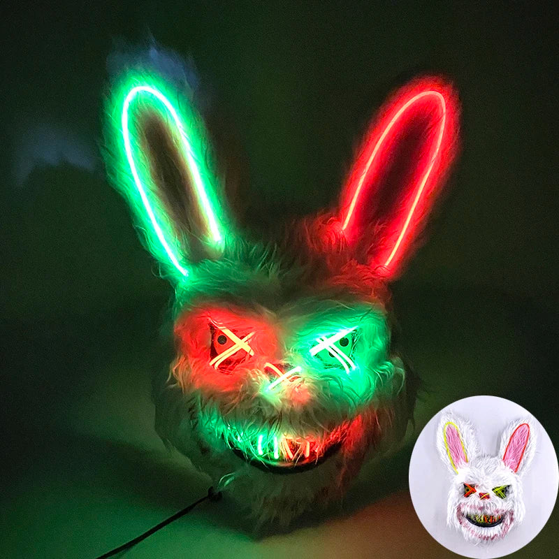 Máscara de Zorro Luminosa de Neón para Hombres, Máscaras de Disfraz Luminosas para Halloween, Brilla en la Oscuridad, Disfraz de Cosplay, Decoración para Fiestas de Disfraces