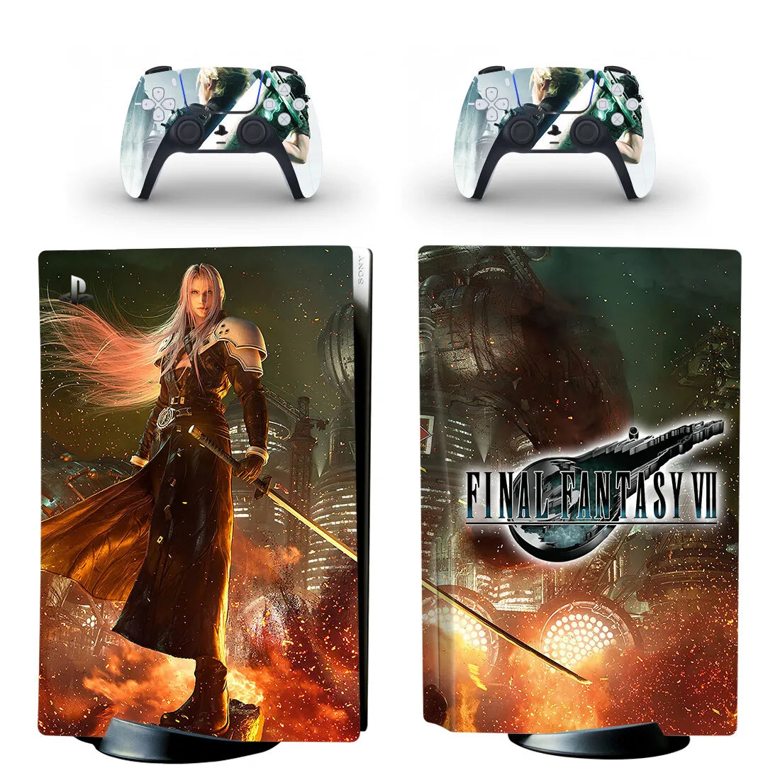 Adhesivo protector de vinilo para consola PS5 y 2 mandos, diseño de Final Fantasy (versión disco)